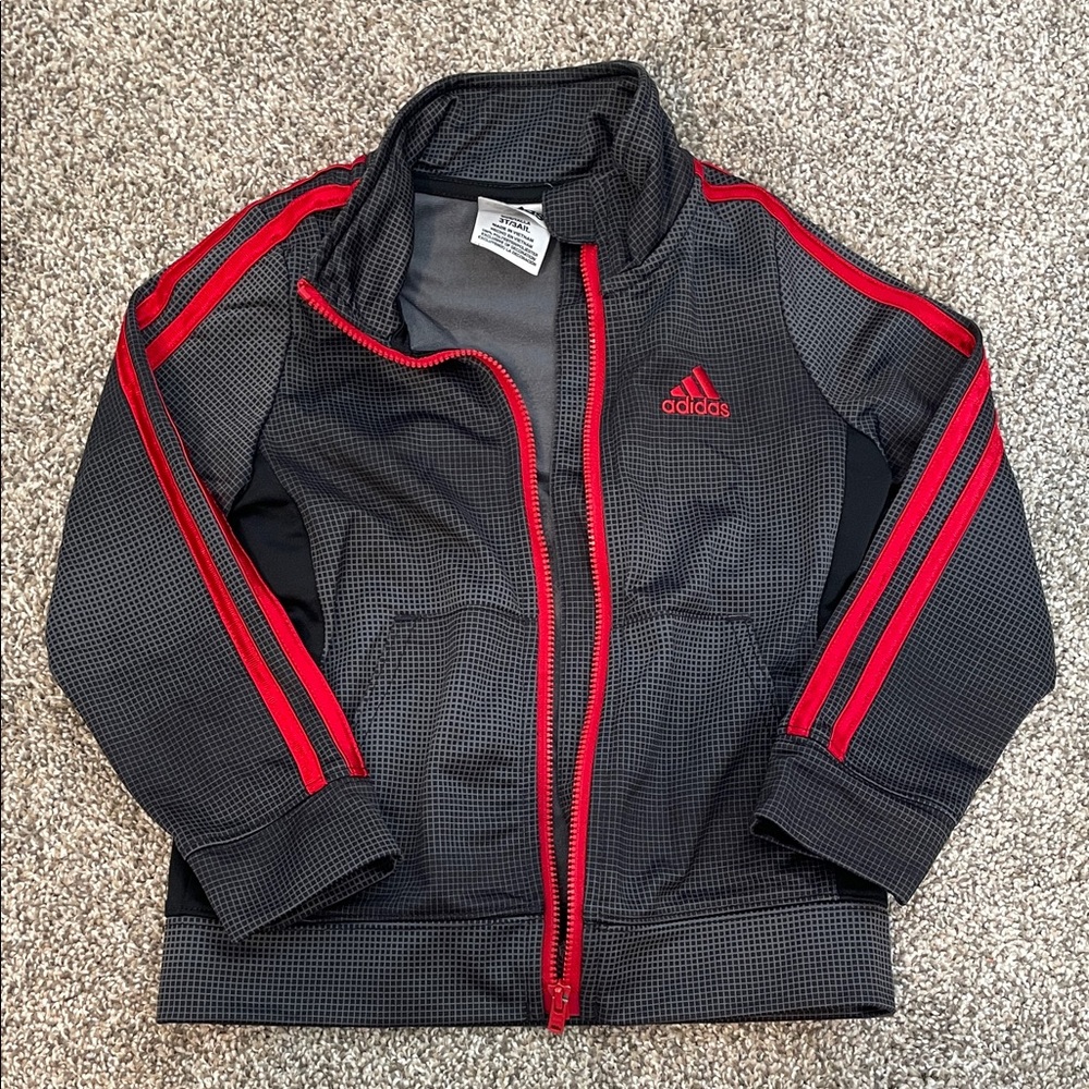 Adidas Black Jacket with Red Stripes